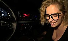 desperate curvy blonde babe pays fat taxi driver with juicy big tits blowjob and car handjob sex