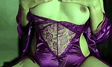 ooh silky white satin clings tight while she rubs her curves 😏