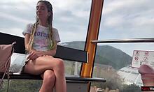 Ferris Wheel Thrill: Stranger Jerks Huge Cock, Swallows Every Drop Publicly