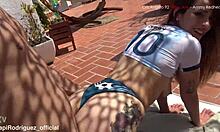 i fuck friend's redhead girlfriend amy in garden threesome with cumshot