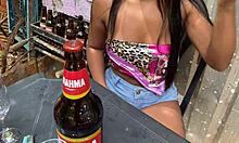 alice's first time riding thick coroa cock at bar 🍆🔥