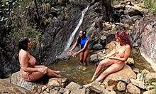 i rub my pussy watching friends scissor lick outdoors in bisexual orgy