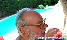 beautiful 18yo european babe small tits missionary drilled closeup by old grandfather