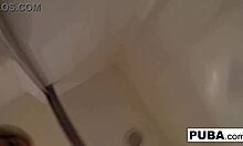 Elsa Jean spreads legs fingering her tiny hairy pussy solo