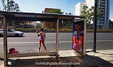 hot skinny tranny flashes ass publicly in miniskirt!