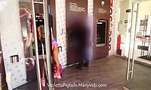 hot skinny tranny flashes ass publicly in miniskirt!