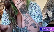 Curvy Babe Rides Dildo Toy Moaning Loud in Tight Clothes