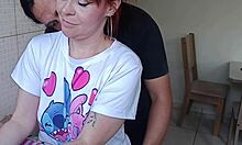 Stepbrother Slams Hot Redhead Slut In Kitchen Over Dishes