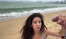 babe can i cum on your tits while flashing cock on beach?