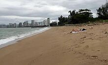 babe can i cum on your tits while flashing cock on beach?