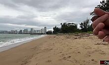 babe can i cum on your tits while flashing cock on beach?