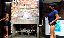 horny latina neighbor sneaks into MY bathroom for first-time kinky fuck she SQUIRTS all over CUMS hard