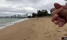 babe can i cum on your tits while flashing cock on beach?