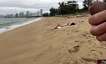 babe can i cum on your tits while flashing cock on beach?