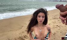 babe can i cum on your tits while flashing cock on beach?