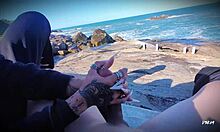 i'm so horny jerking off to this massive cumshot public handjob explosion