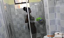skinny ebony lesbians lick pussy in shower 🚿👅
