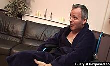 busty nurse rides wheelchair patient's cock doggystyle in hospital