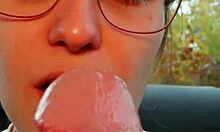 Big Ass Brunette Blowjob Then Car Fuck POV