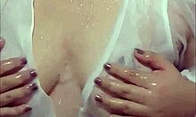 Viral Asian student soaks her huge tits and curvy body alone in steamy shower bath