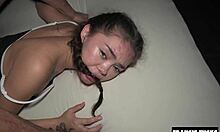 Petite asian college teen moans loud from rough sensual creampie quickie pounding