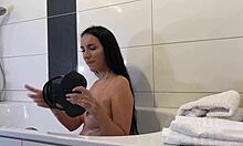 stepmom catches stepson stroking cock in her steamy bathroom