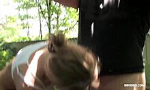 Mature german wife sucks hubby's cock on chairlift then rides