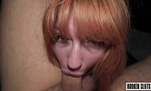 this perfect redhead gets used hard by two guys in a wild threesome fuck session