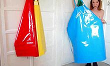 Squirting Redhead Milf in PVC Apron Fingers Shaved Pussy to Explosive Orgasm Fetish Frenzy!