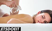 lee anne moans through kinky massage into passionate spooning with boyfriend's monster cock