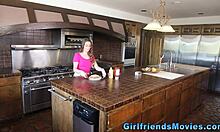 two teen lesbians finger and lick in homemade kitchen vid 📹💋