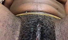 hairy ebony babe spreads WET PUSSY lips for solo play. muscular black girl fingers her dripping beaver close-up