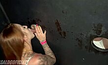 me and my hot tatted redhead gf friends 😍 sucking cocks 🍆 and fucking hard 🔥 at swingers gloryhole, creampie in mouths 💦 pelo style!