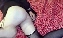 She struts in skirt and uniform flashing ass then rides boss cowgirl in shower