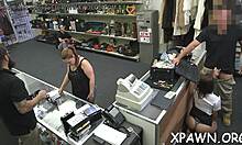 Slutty amateur gets her cunt roughly fucked missionary style in the store's backroom casting