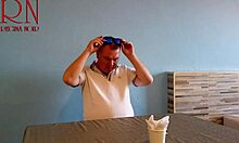 Whoa, naked curvy waitress serves fat-titted milf guest pussy juice right from her navel!