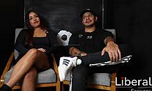 My cuckold heart races as tattooed latina wife bends over sucking cock before husband