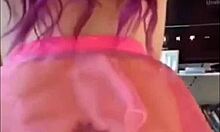 One big ass shemale takes it deep in wild anal pounding