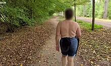 a busty mature milf cougar flashes huge natural saggy tits public outdoor