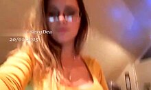 check out this adorable big ass blonde with glasses teasing her pussy on cam