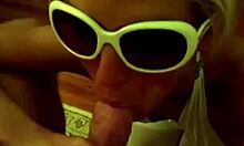 hot blonde milf slut in glasses and bikini drains my cock dry of thick jizz