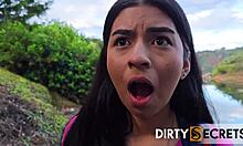 damn this innocent tight latina april got tricked by stranger into deepthroat outdoor pounding