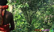 lucky hunter bends horny african bush girl doggystyle on ranch squirting wet