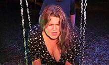 FAT GIRL OBEYS on swings VILLAGE FUCK MOUTH HUGE ASS CUM BIG TITS