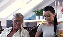 daddy4k guy ignores laptop as girlfriend rides old daddy's cock