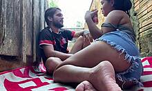 brazilian hottie bounces on my cock in backyard rough sensual ride