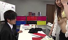 japanese secretary sucks trainee's cock in office pantyhose 😘 uncensored jav blowjob