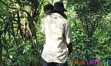 lucky hunter bends horny african bush girl doggystyle on ranch squirting wet