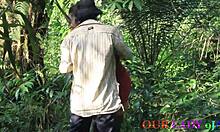 lucky hunter bends horny african bush girl doggystyle on ranch squirting wet