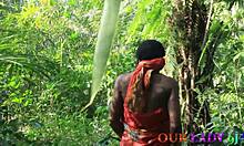 lucky hunter bends horny african bush girl doggystyle on ranch squirting wet